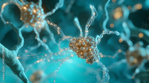Obraz na płótnie Network of neural connections with glowing nodes, abstract background w salonie
