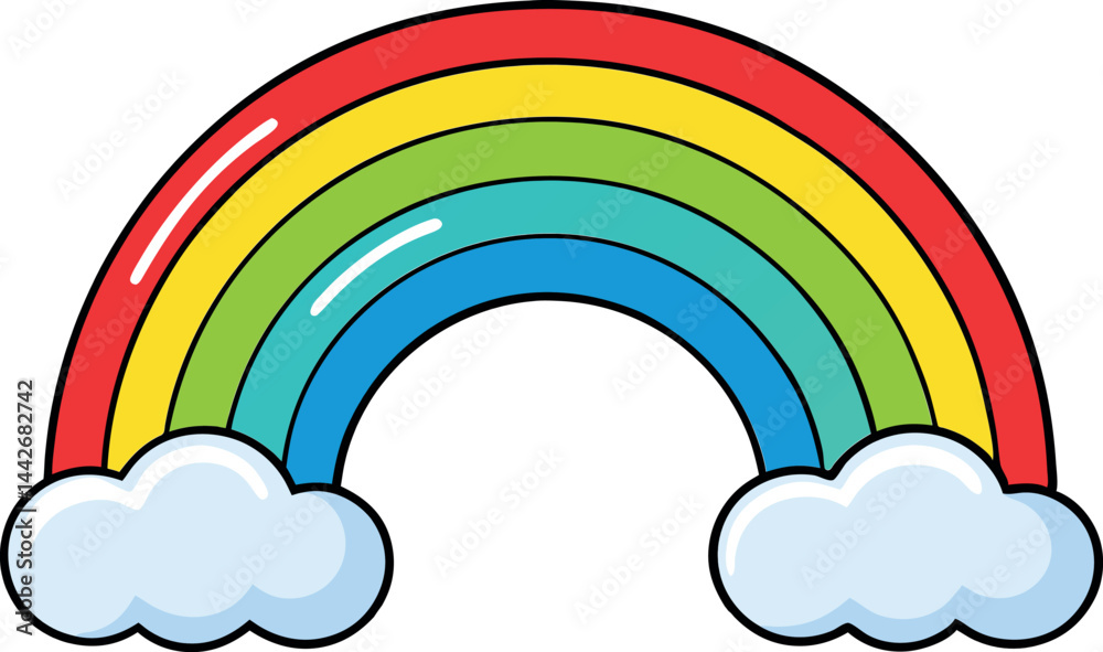 High Quality Rainbow Vector Illustration Featuring Floating Clouds – Perfect for Children’s Educational Materials, Kids’ Art, and Creative Digital Design Projects for Modern Stock Collections High Quality Rainbow Vector Illustration Featuring Floating Clouds – Perfect for Children’s Educational Materials, Kids’ Art, and Creative Digital Design Projects for Modern Stock Collections