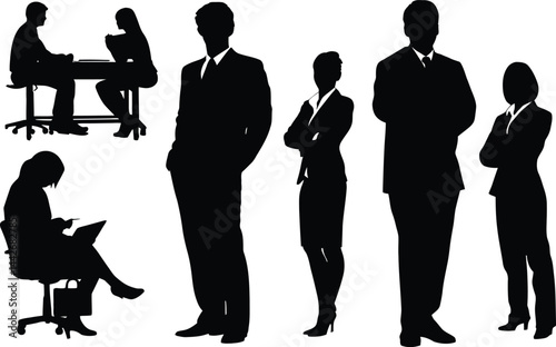 Business Team Silhouettes: Professional People Stock Images
