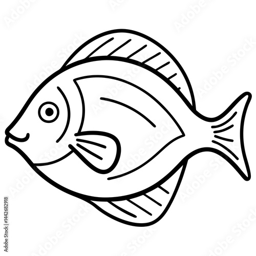 One-Line Flounder Vector Simplicity