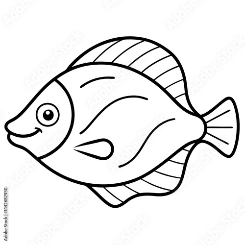 One-Line Flounder Vector Simplicity