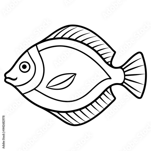 One-Line Flounder Vector Simplicity