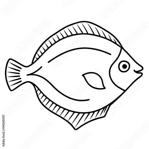 One-Line Flounder Vector Simplicity