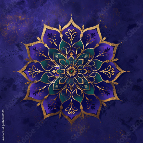 Symmetrical mandala design with vibrant colors, ideal for background