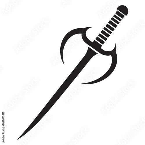 Powerful Sai silhouette, the traditional martial arts weapon – Sai illustration – Minimalist Sai vector – Weapon silhouette

