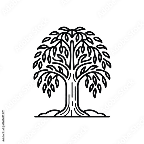 willow outline line art icon
