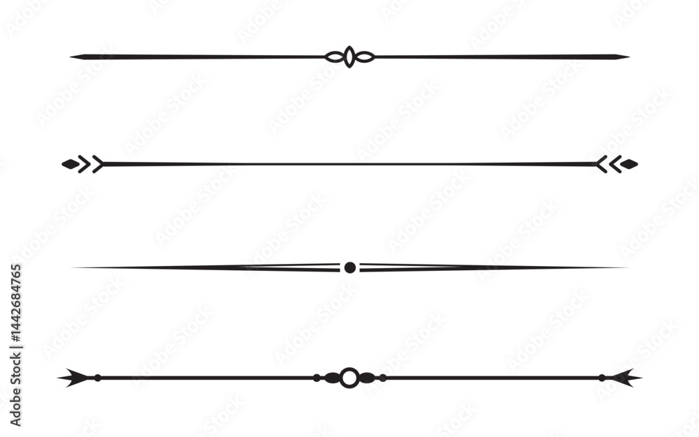Set of Vintage decorative lines. text dividers. Line border. Lines separators, Borders, Vintage dividers, Underline elements. Vector illustration