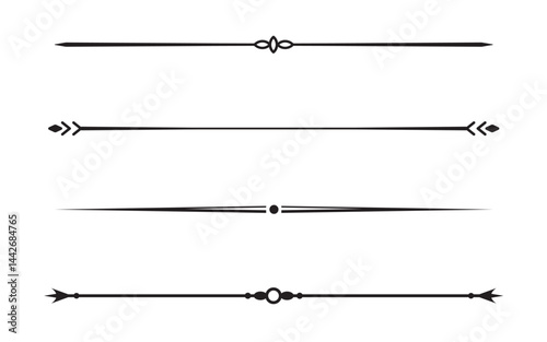 Set of Vintage decorative lines. text dividers. Line border. Lines separators, Borders, Vintage dividers, Underline elements. Vector illustration