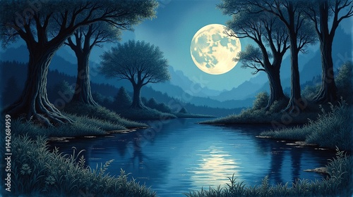 Midnight Magic: Tranquil Waters Under the Moon