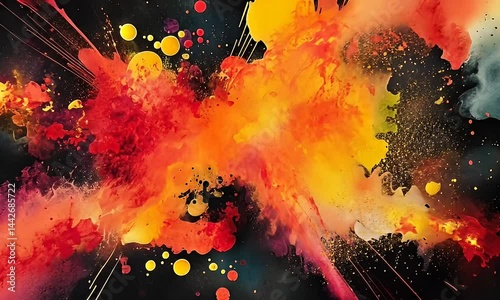 Abstract painting explosion of color. photo