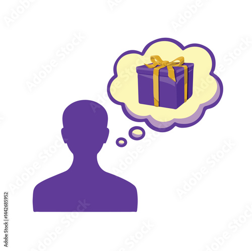 Symbol man dreams of a gift, wished for a surprise, color vector