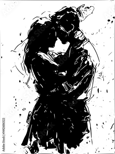 black and white portrait of a couple