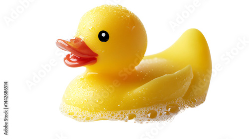 Rubber Duck in Bath Isolated on White Background for Creative Projects
