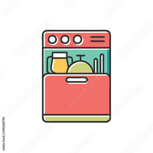 dishwasher on white background for web and graphic design