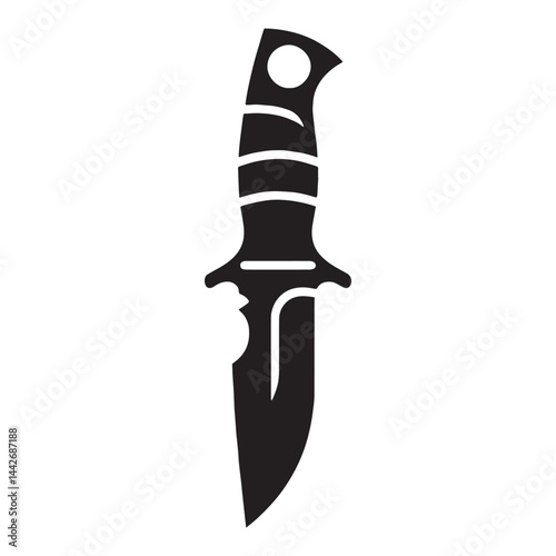 Agile Throwing Knife silhouette, precision engineering for expert throwers – Throwing Knife illustration – Minimalist Throwing Knife vector – Weapon silhouette

