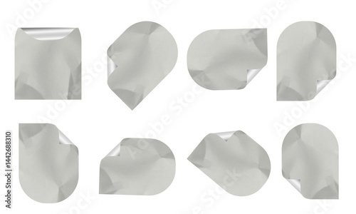 Blank Crumbled Paper Sticker Texture Set