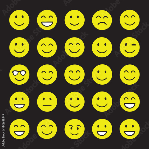 set of smiley faces