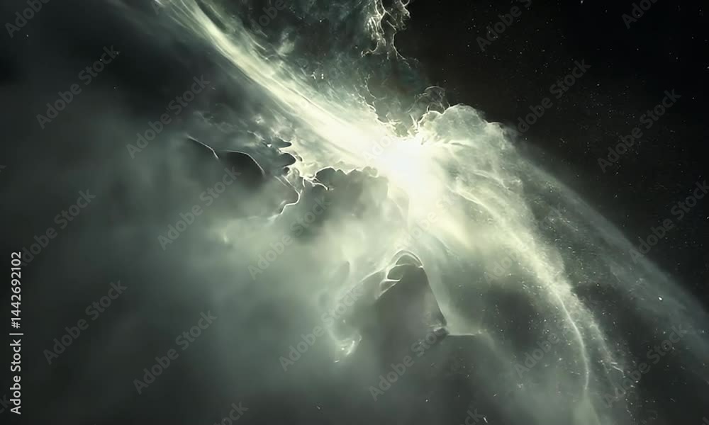 Cosmic nebulae with a bright central ray.