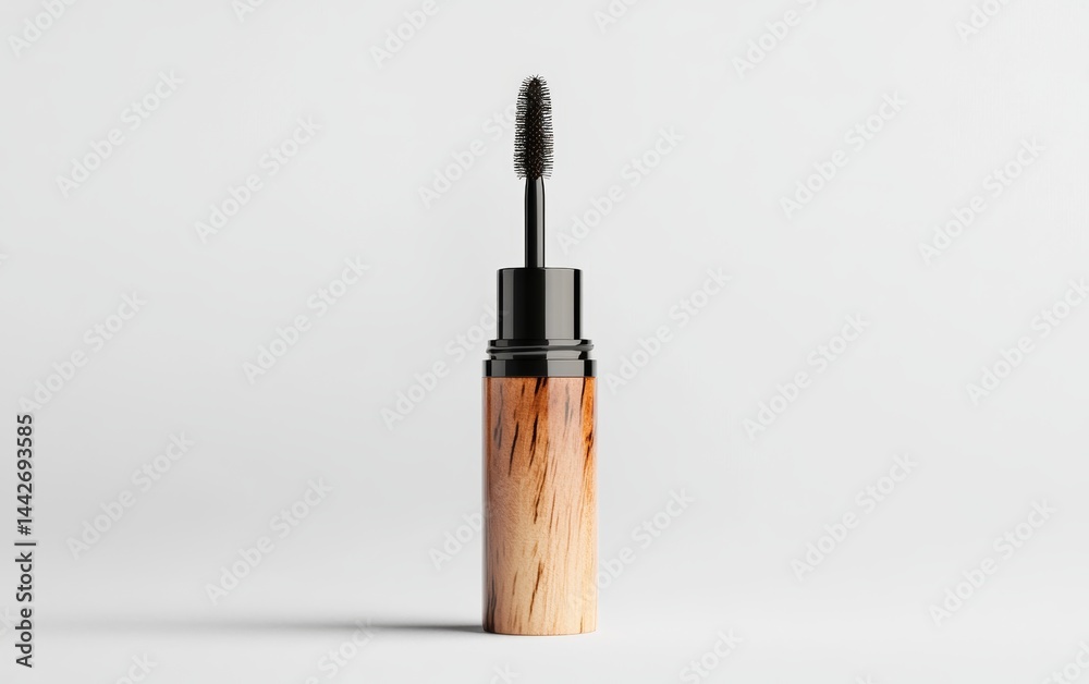 Naklejka premium Elegant Mascara Tube with Brush on a Soft Background
