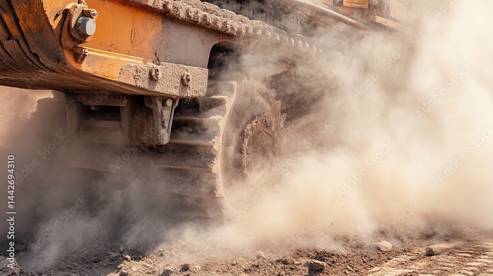 Fototapeta premium Construction equipment covered in dust and rust