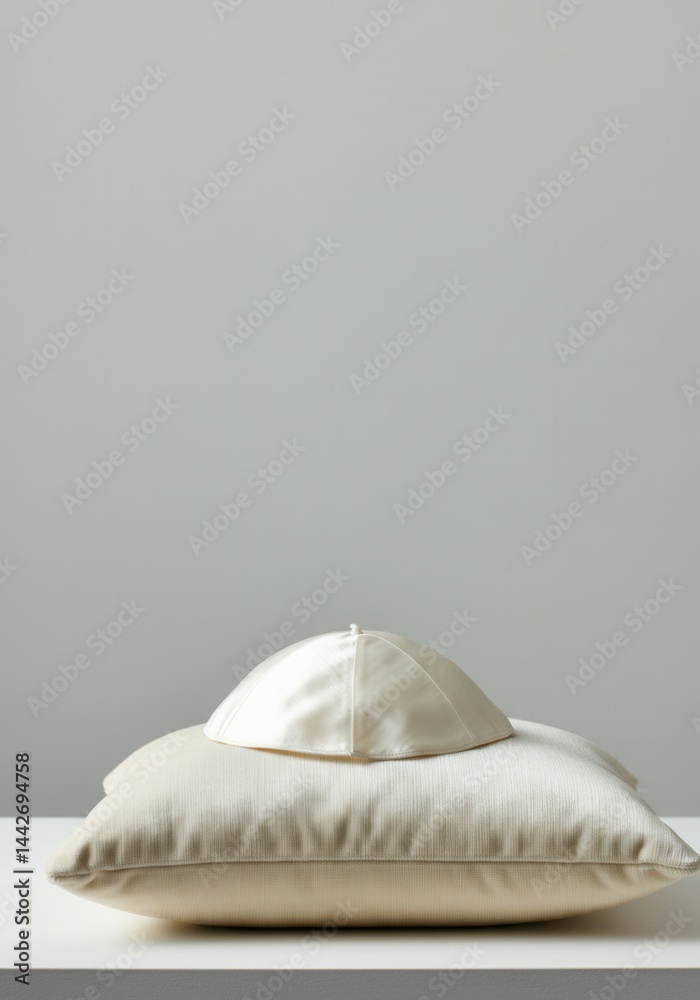 White Papal Zucchetto on Cushion Symbolizing the Vacant Holy See Before Pope's Election