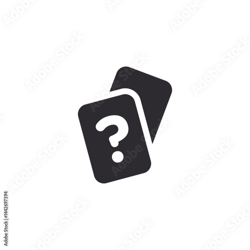 Silhouettes two playing cards. Card with a question mark. Mystery, randomness, choice, mystery and gambling. Unknown card, unexpected result, hidden information. Casino, poker, card games, quizzes.