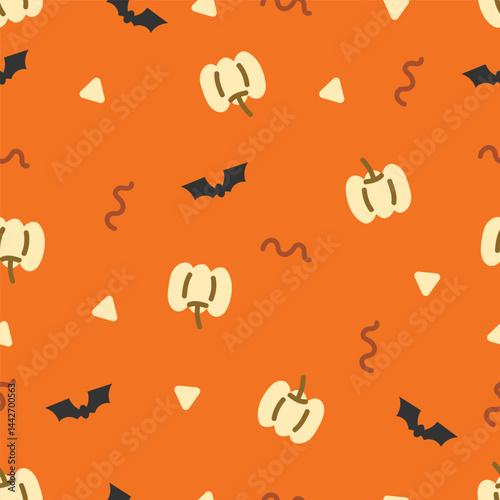 cute Halloween doodle pumpkins pattern