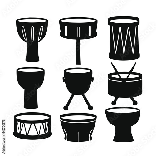 Collection of Nine Different Drum Silhouettes