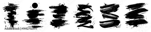 abstract ink brush stroke textures black grunge vector set