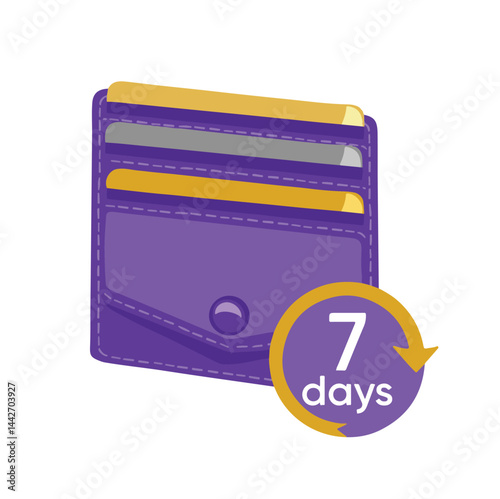 cardholder wallet symbol with credit cards, 7 day wallet color vector