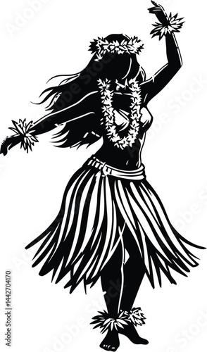 Hula Dancer Silhouette: Traditional Hawaiian Dance Performance