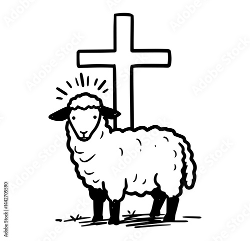 lamb of god with cross black silhouette vector christian religious symbol art