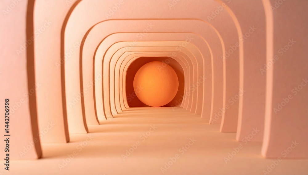 Fototapeta premium Exploring abstract art concepts with circular forms in a minimalist environment indoor perspective