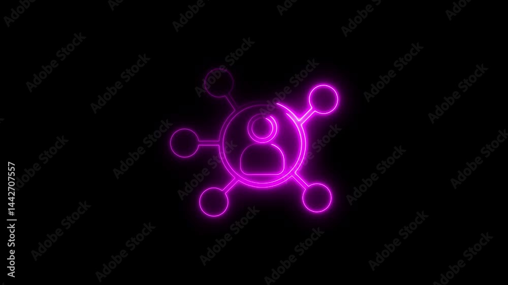Glowing neon network icon animation social media connections and communication Glowing neon network icon animation social media connections and communication