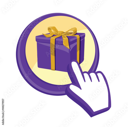 Symbol hand chooses gift color vector