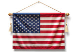 patriotic banner hanging themed american flag isolated on white background