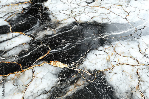 Elegant Black and White Marble with Gold Veins