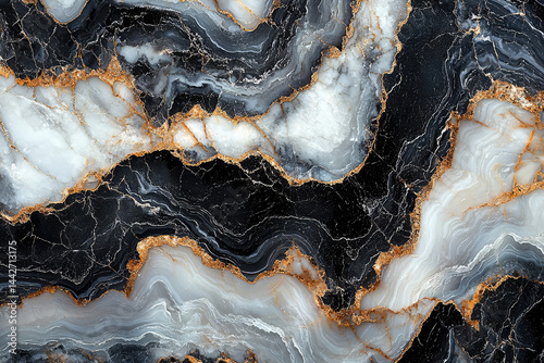 Elegant Black and White Marble with Gold Veins