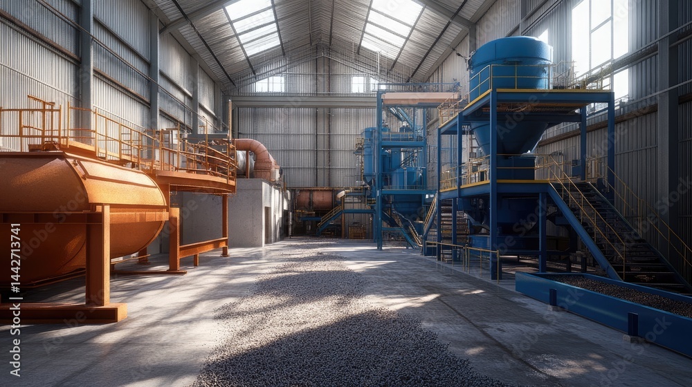 Fototapeta premium Structured production hall showcasing optimal equipment placement