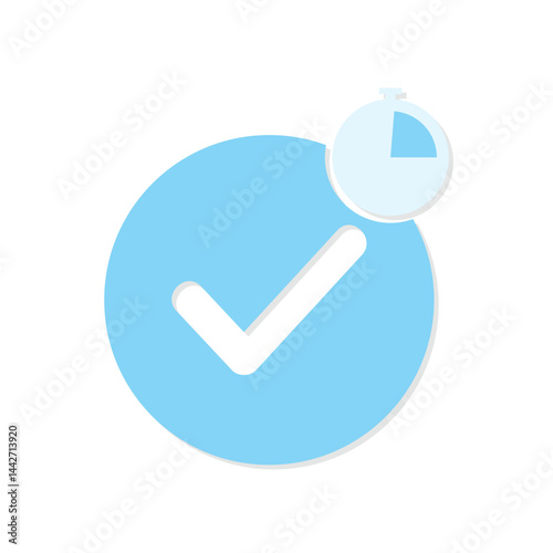 Pending verification. Blue tick with a stopwatch icon.