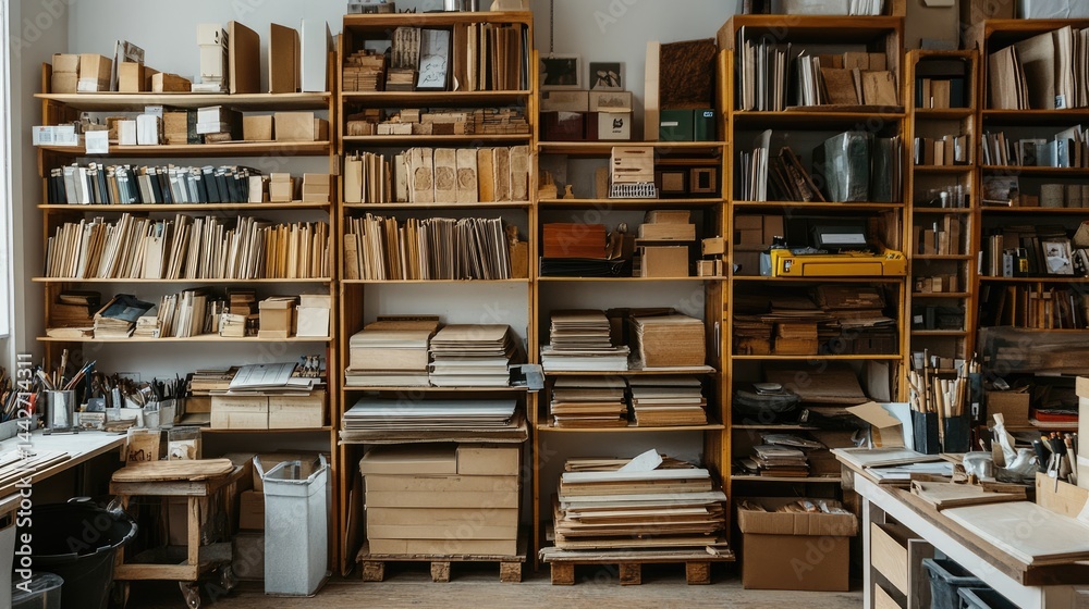 Untidy storage area with warped wooden planks