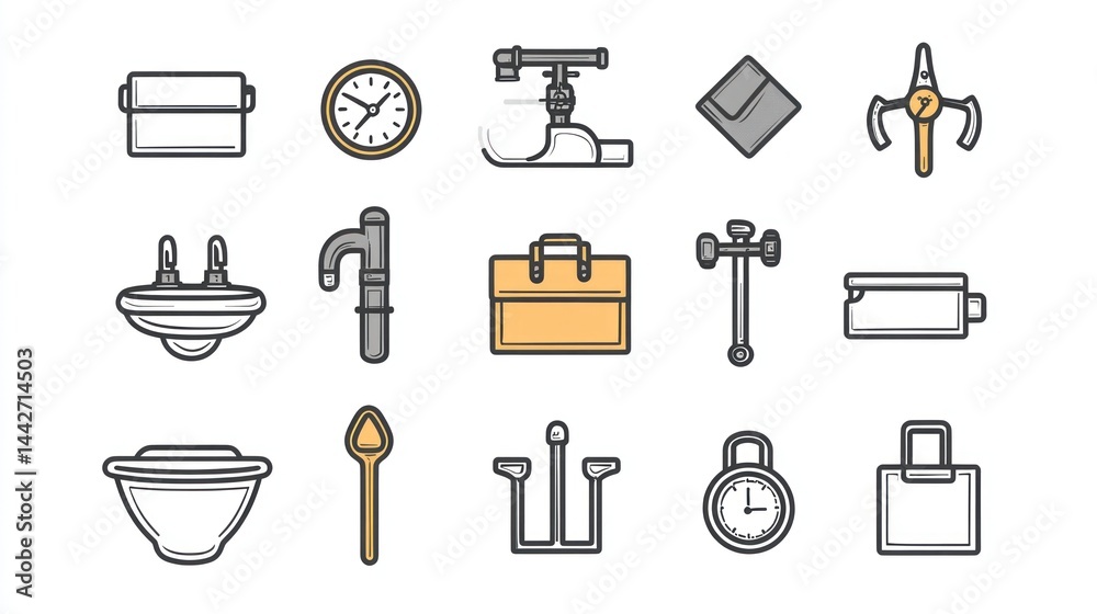 Fototapeta premium Plumbing, Tools, & Home Icons
