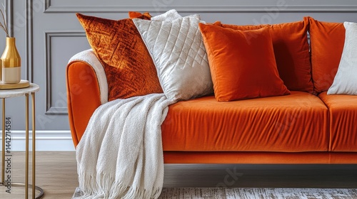 Warm tone living room featuring cozy sofa with ideal TV distance