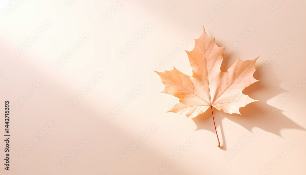 Falling maple leaf in autumn nature background still life soft lighting minimalist aesthetic Falling maple leaf in autumn nature background still life soft lighting minimalist aesthetic