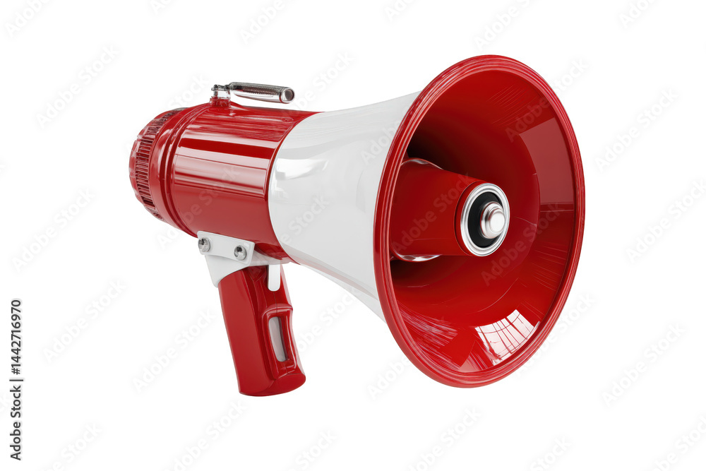 Naklejka premium Red And White Loudspeaker On Transparent Background