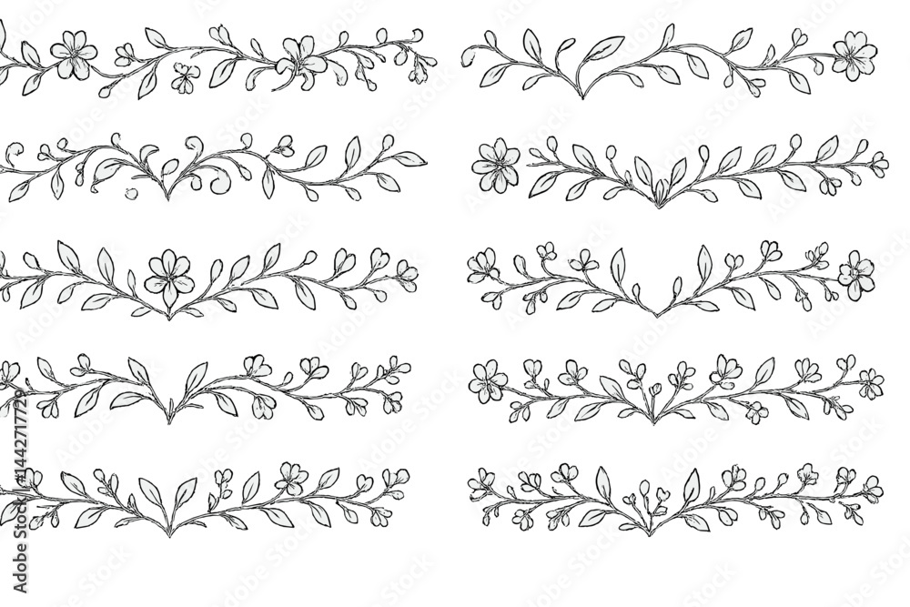 Obraz premium Decorative vector floral borders design for crafting projects and artistic applications