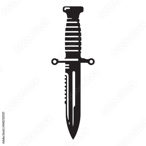 Rugged Bayonet silhouette, durable and deadly in design – Bayonet illustration – Minimalist Bayonet vector – Weapon silhouette

