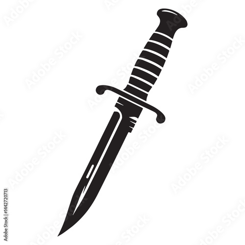 Sleek Bayonet silhouette, combining rifle power with blade strength – Bayonet illustration – Minimalist Bayonet vector – Weapon silhouette

