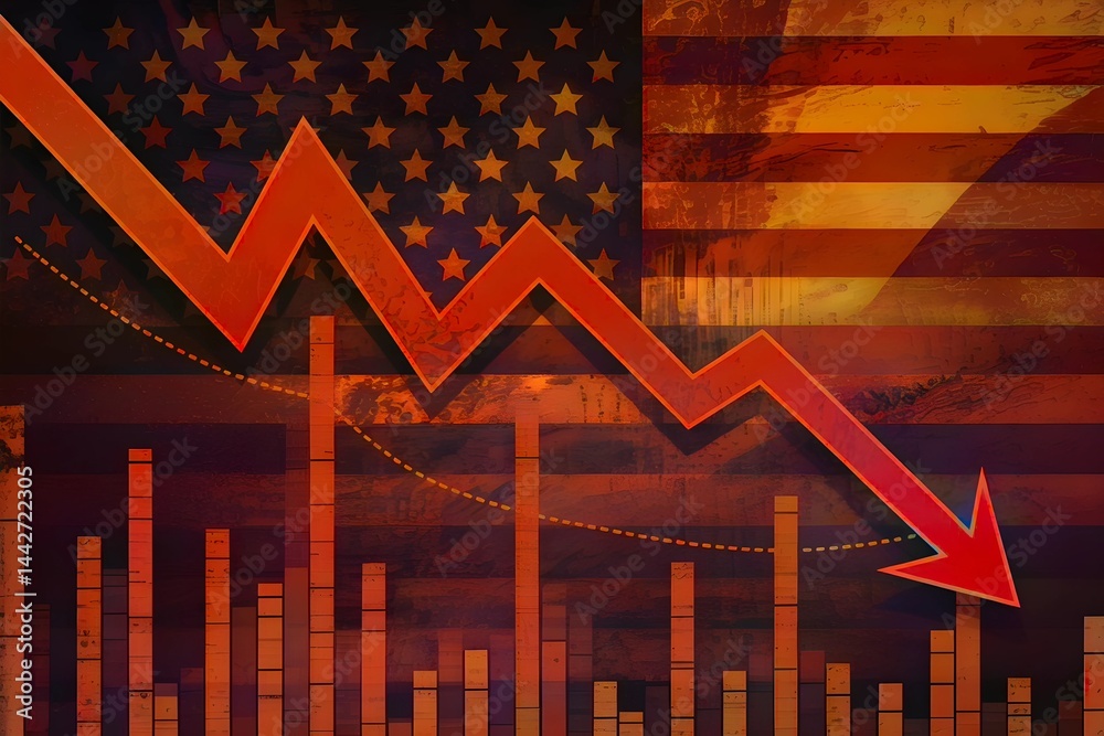 Fototapeta premium Abstract Finance Metaphor – Red and Blue Lines Crossing Over Axis
