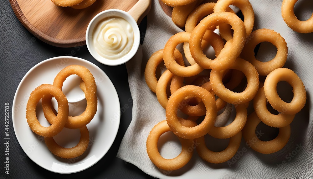 Crispy Golden Onion Rings with Dipping Sauce Crispy Golden Onion Rings with Dipping Sauce